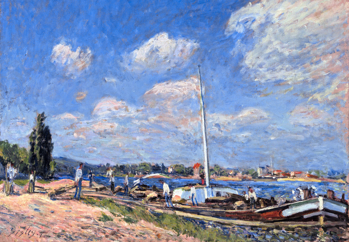 Alfred Sisley - déchargement des barges à Billancourt 1877